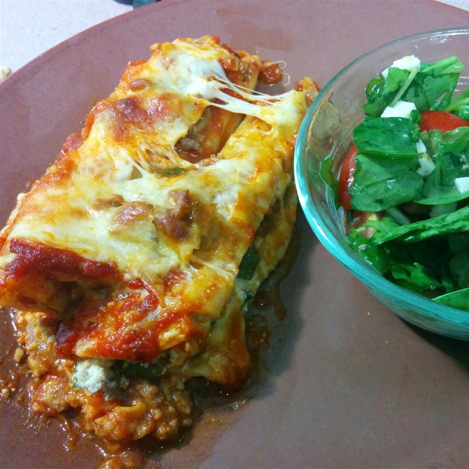 Spinach Manicotti with Italian Sausage