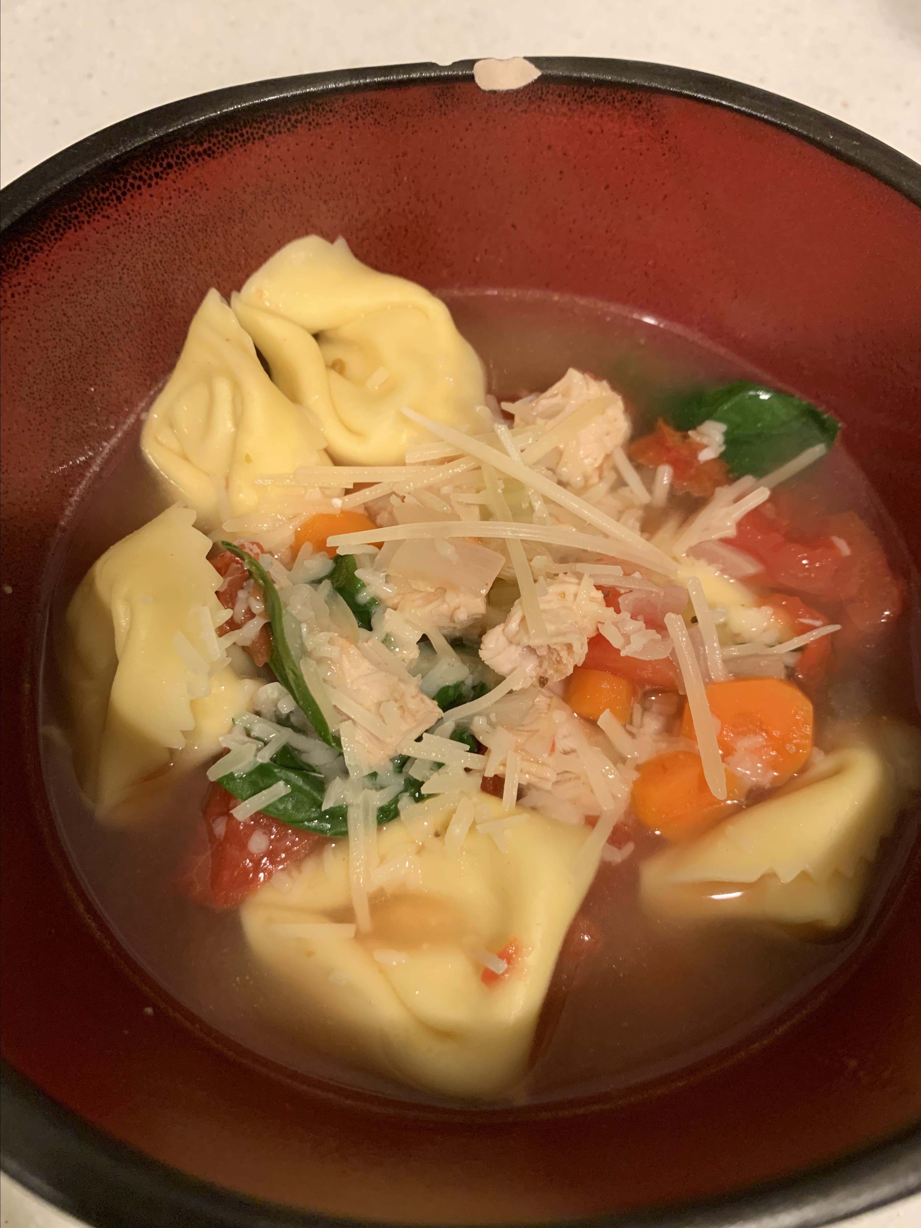 Quick Tortellini Rotisserie Chicken Soup