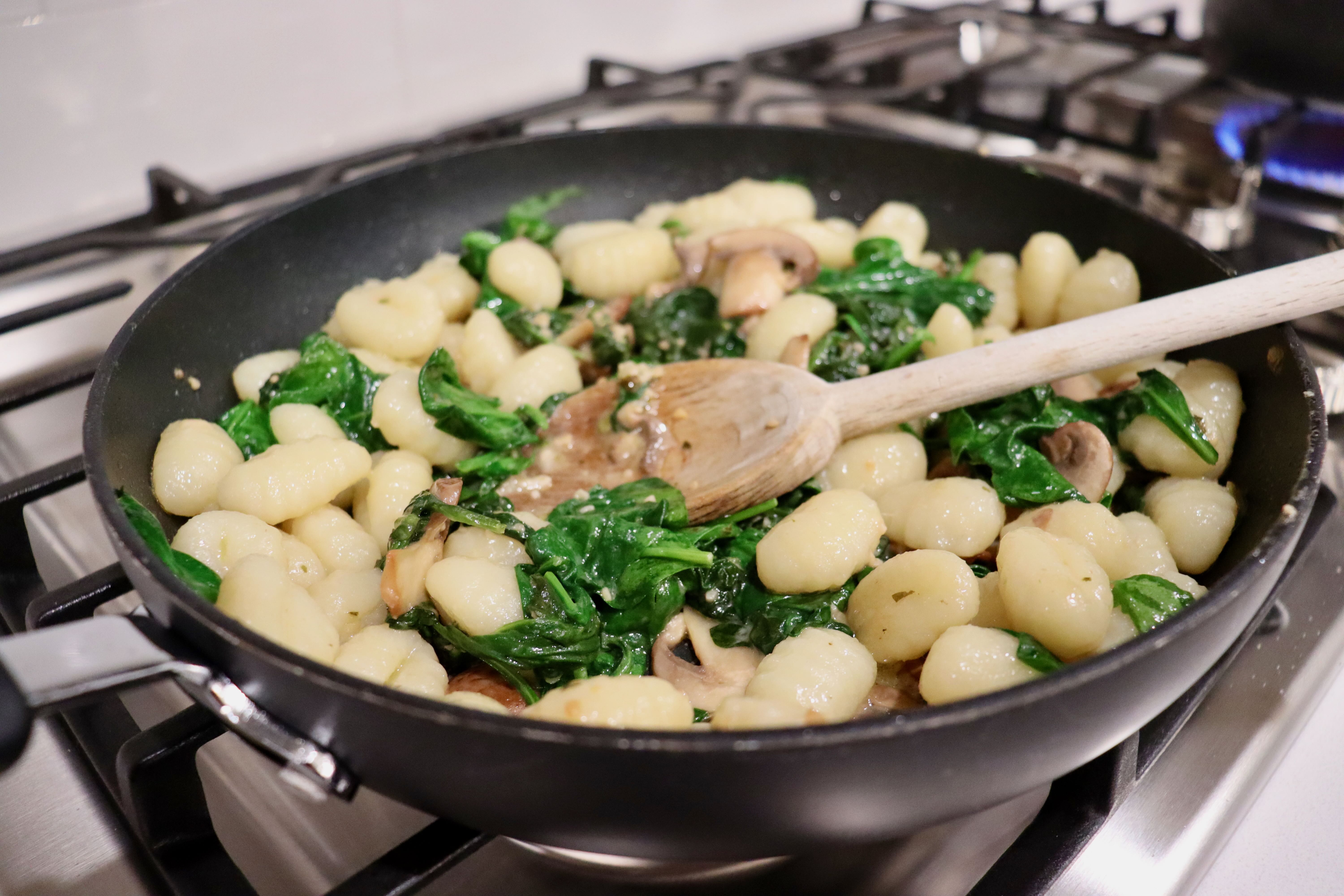 Vegetarian Gnocchi with Spinach and Mushroom-Butter Sauce