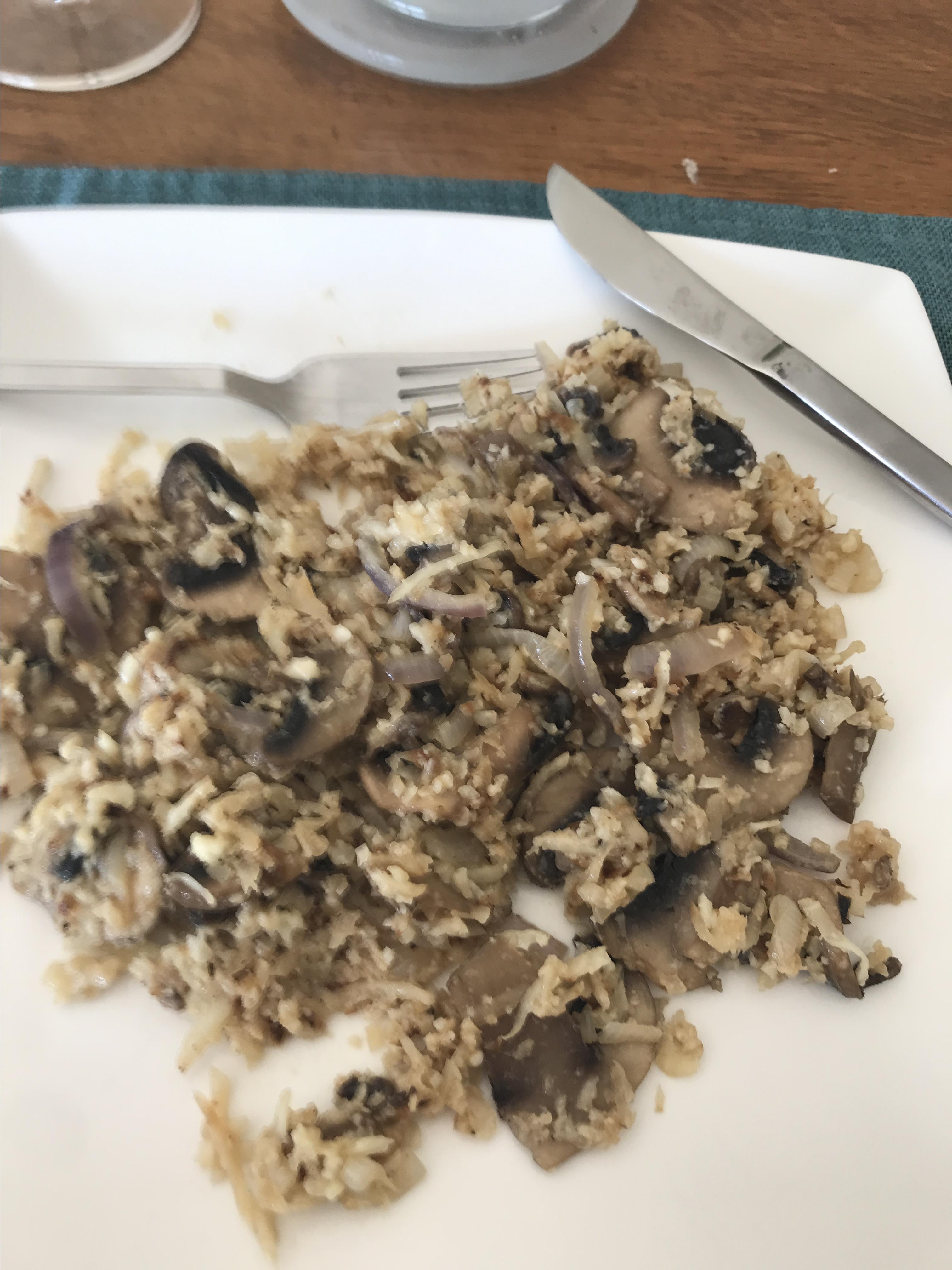 Cauliflower Rice with Mushrooms and Parmesan