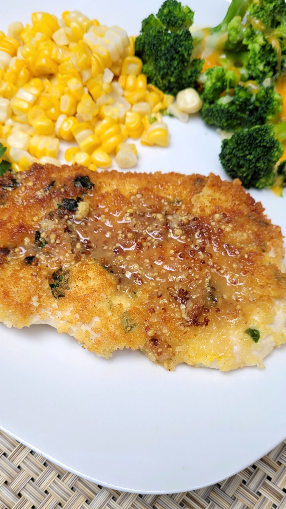 Crispy Chicken Topped with Maple-Mustard Sauce