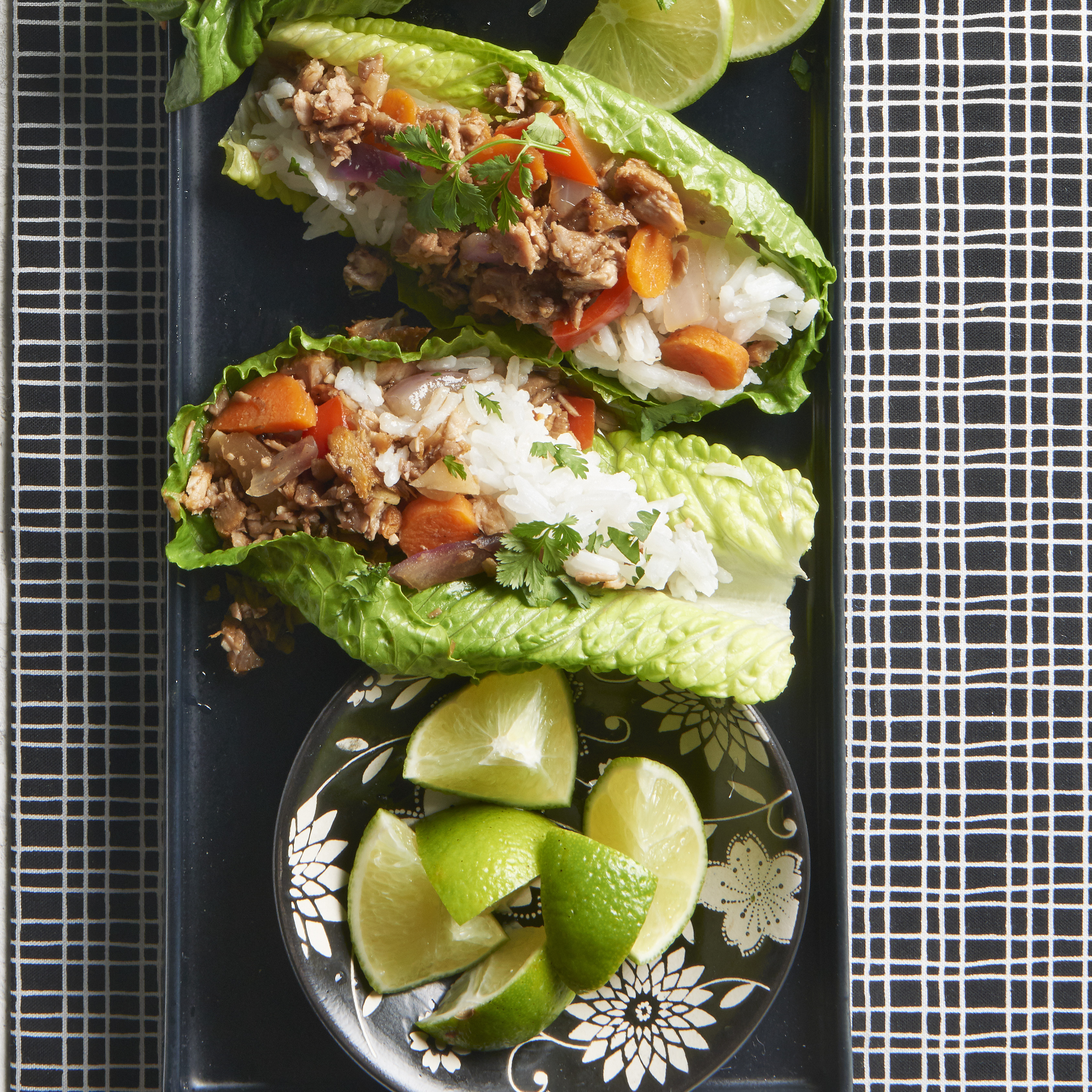 Asian Pork Lettuce Wraps with Coconut-Lime Rice