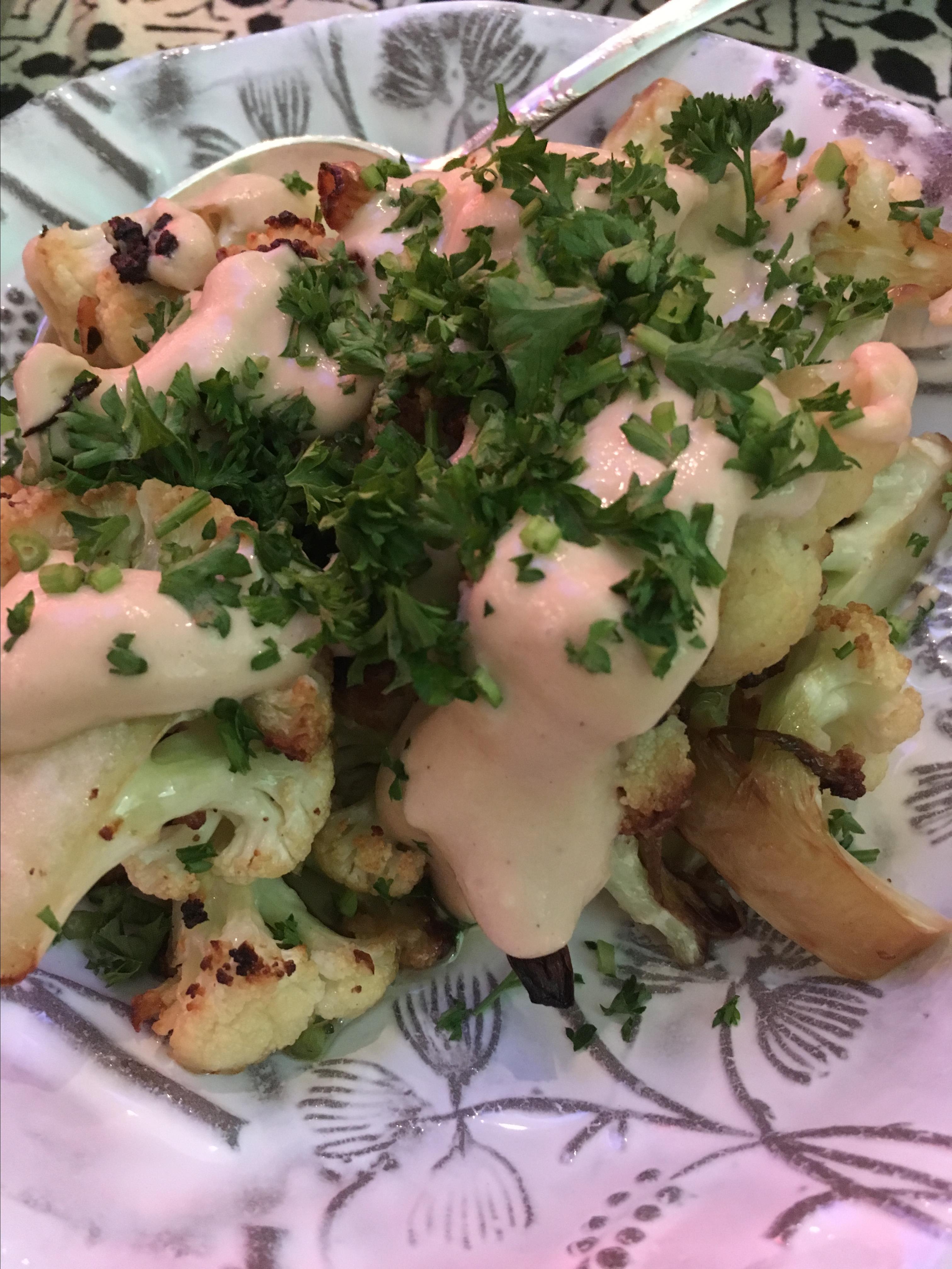 Roasted Cauliflower with Tahini Sauce