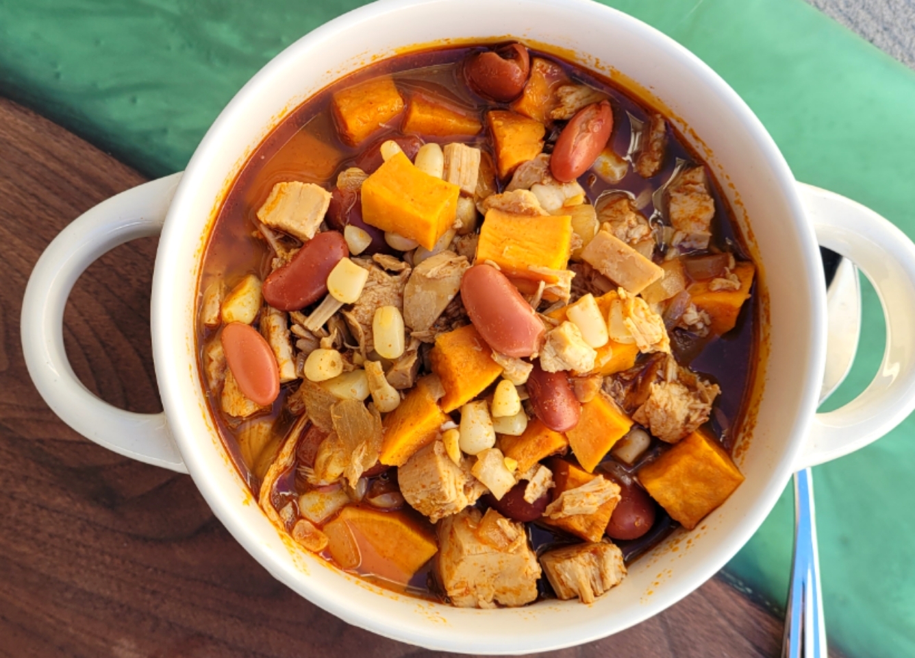Autumn Rotisserie Chicken Chili