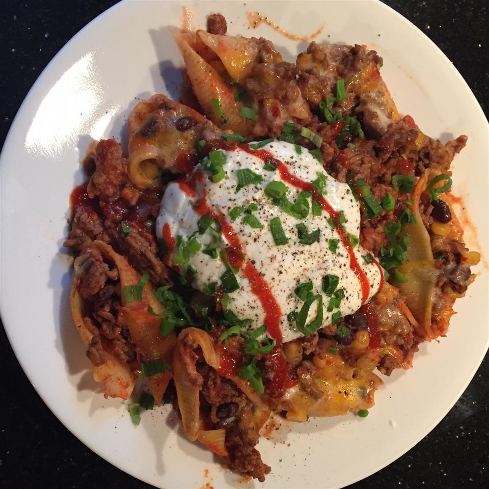 Mexican Stuffed Shells with Ground Beef