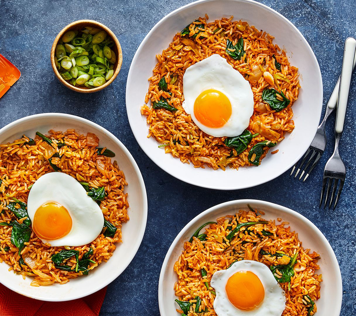 Kimchi Fried Rice with Frizzled Eggs