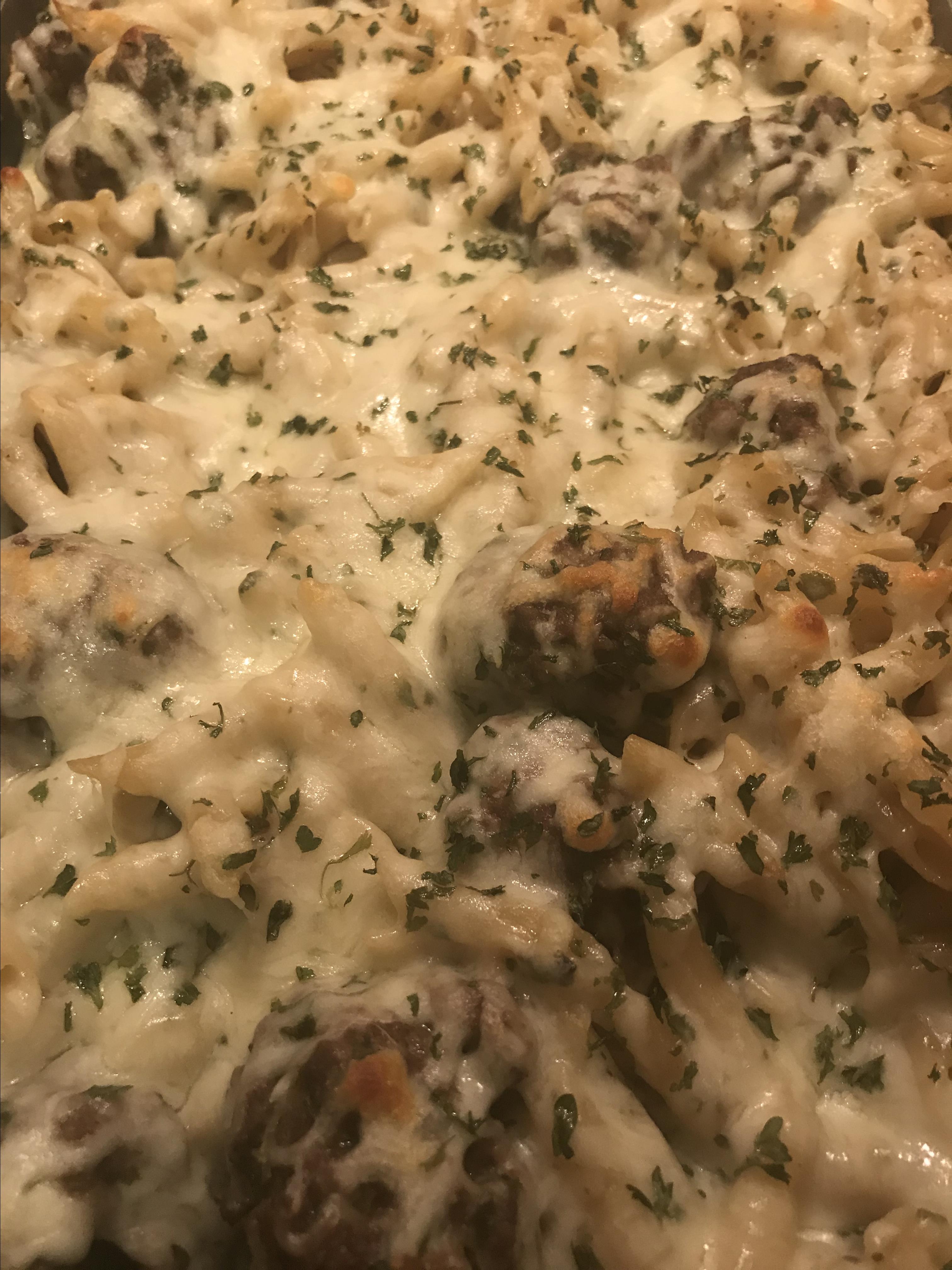 Pesto Meatball Bake