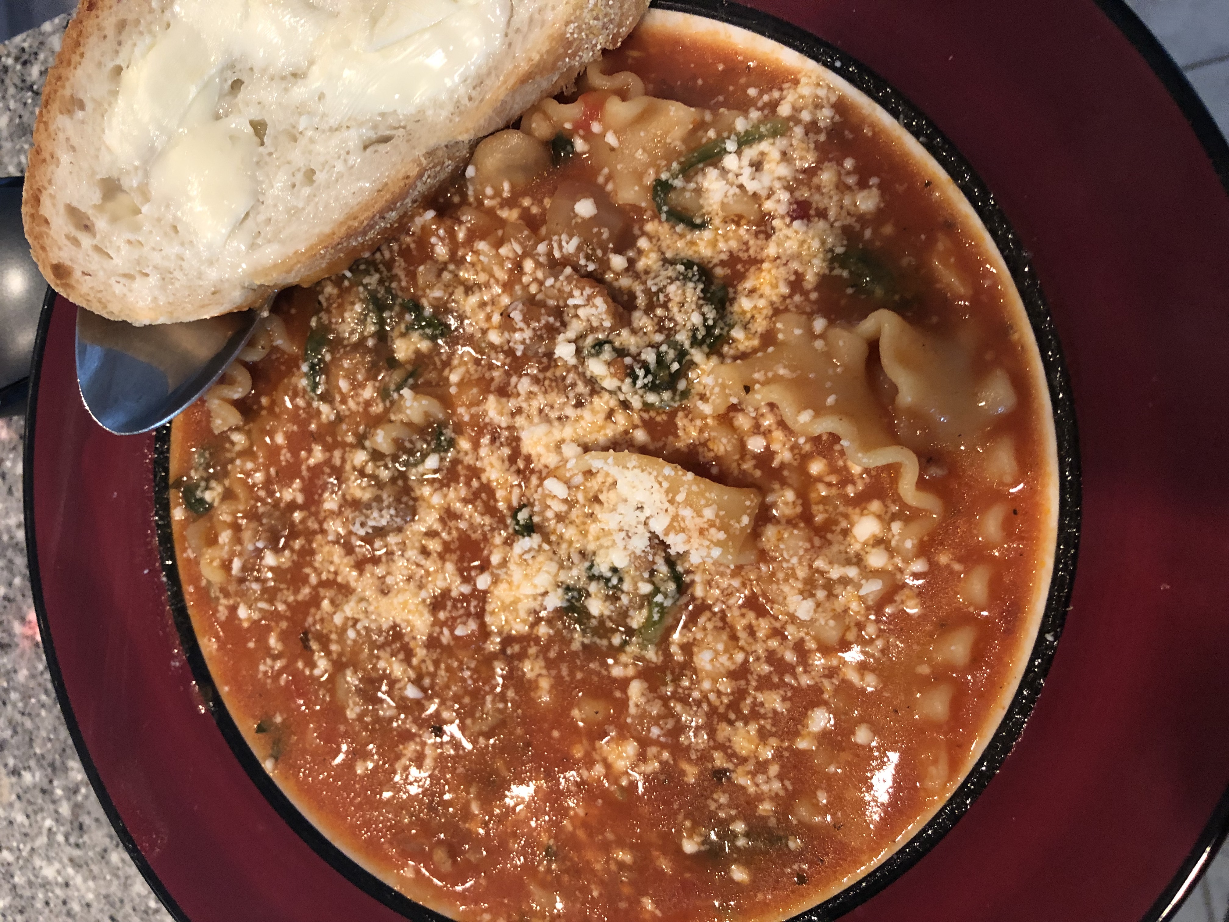 Cheesy Sausage Lasagna Soup