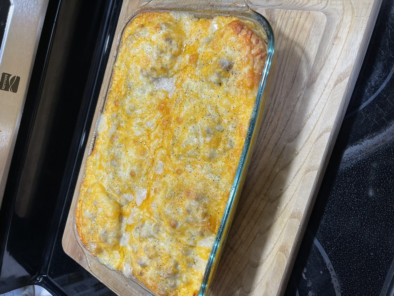Breakfast Casserole with Biscuits and Gravy