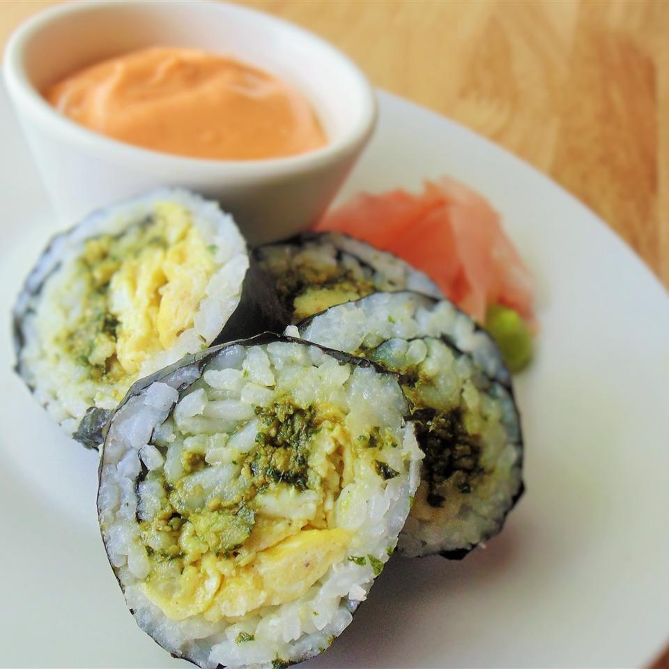 Egg and Pesto Sushi
