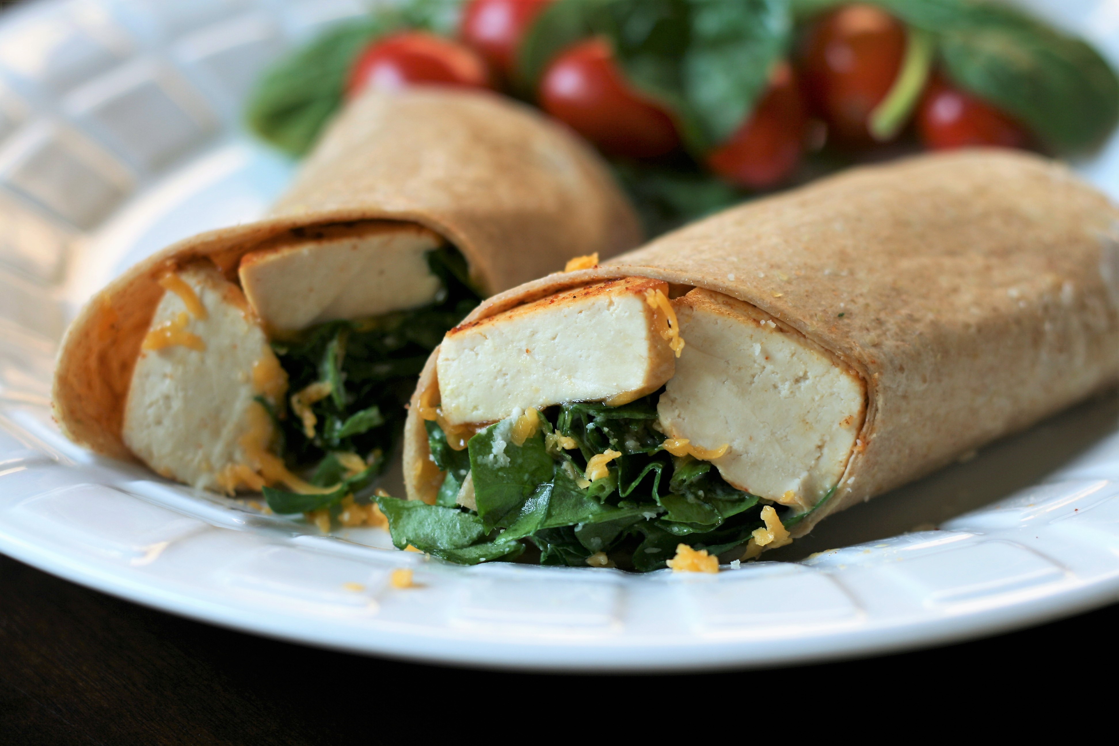 Baked Tofu Spinach Wrap