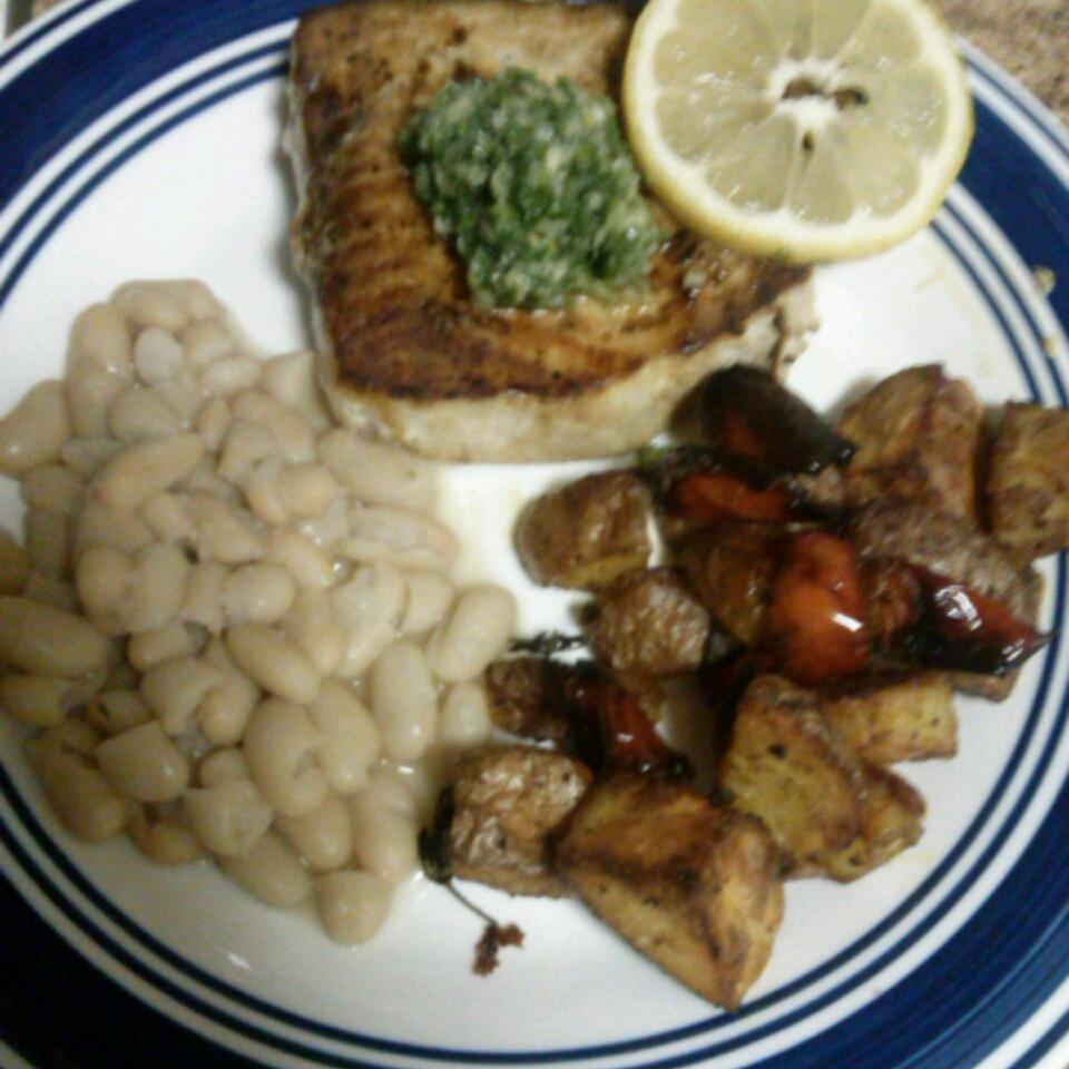 Swordfish Steaks with Arugula and Basil Sauce