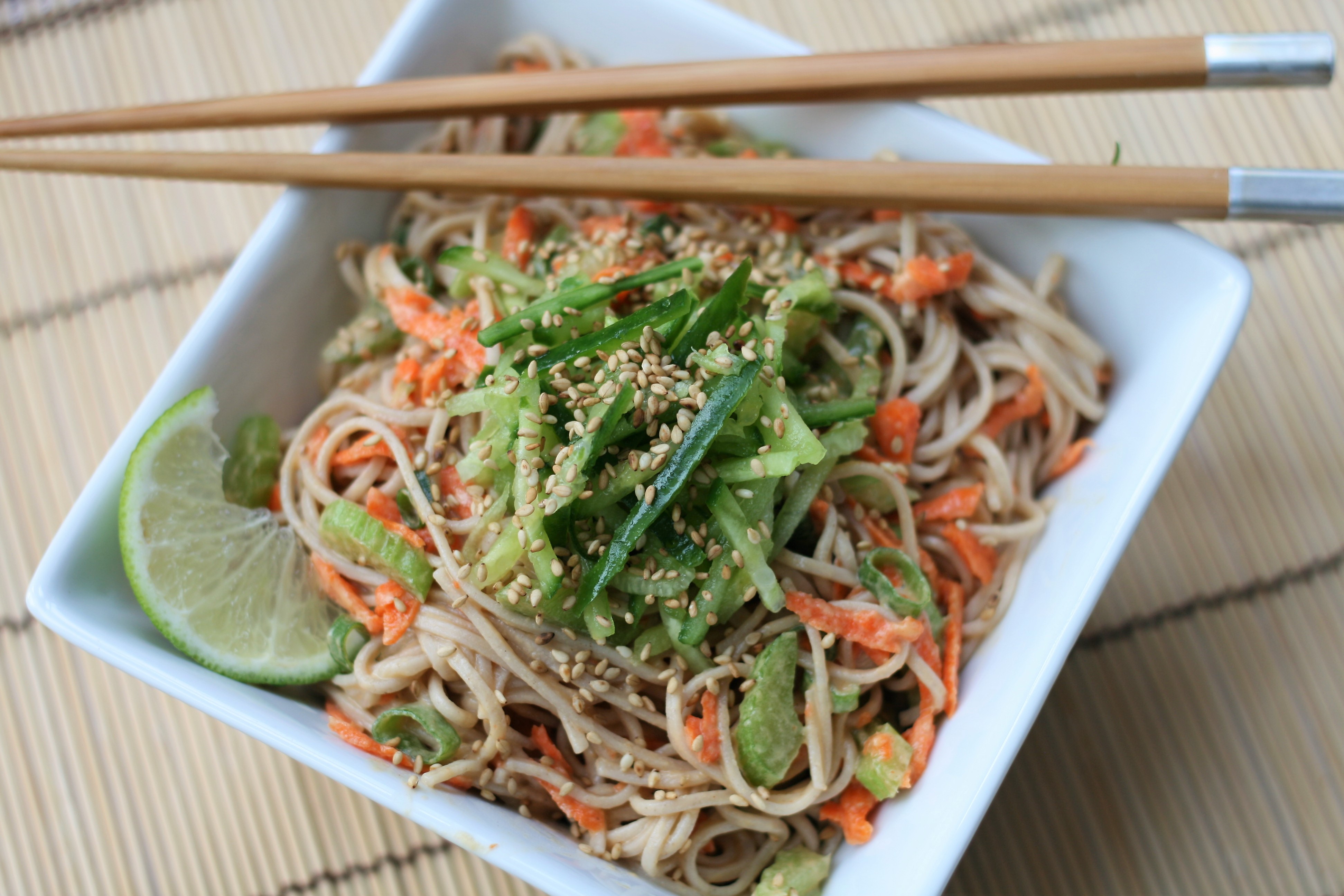 Cold Vegan Soba Noodles with Peanut Sauce