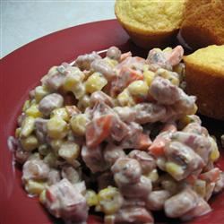 Spicy Creamy Cajun Ham and Black Eyed Peas Salad