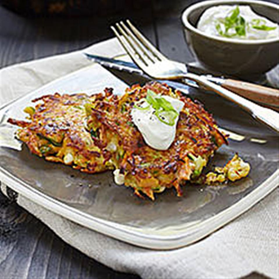 Rainbow Veggie Pancakes with Cottage Cheese